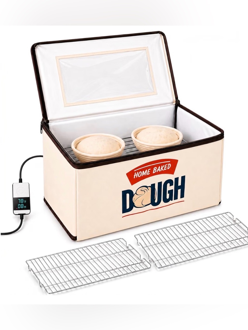 New large Bread Proofing Box, 2-Loaf Capacity, 3-Sided Heating, Temp Control